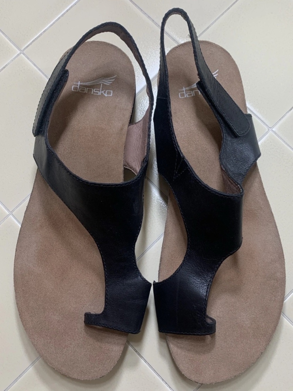 Dansko Reece Black Waxy Leather Women's Toe Loop Comfort Sandal EU 41 US 10.5-11